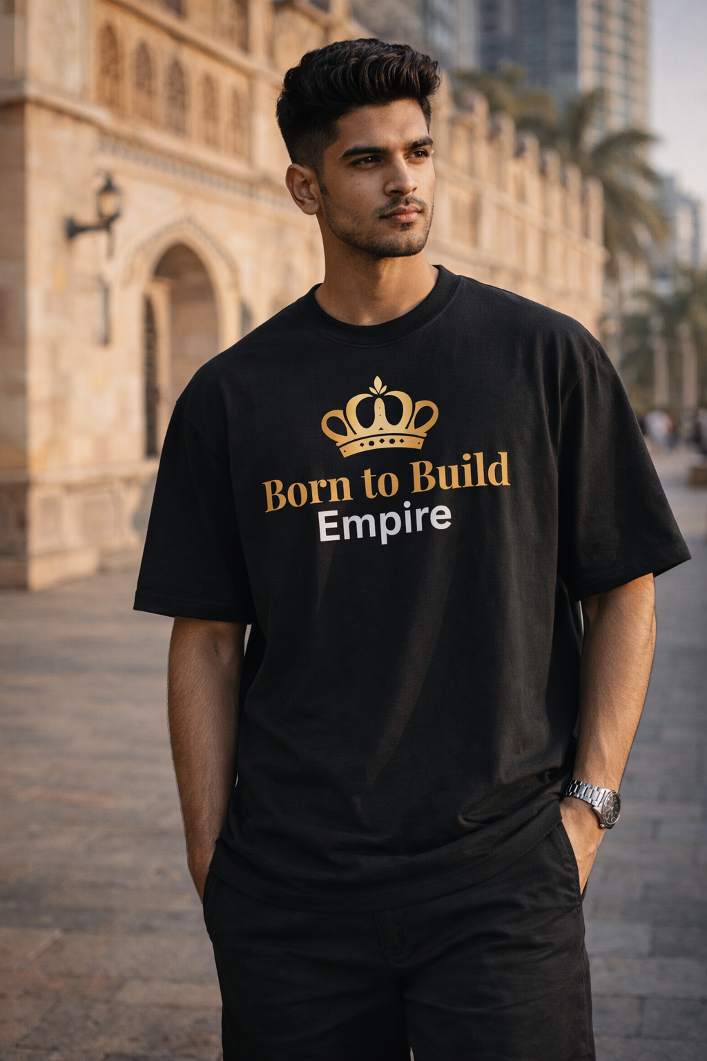Born to Build-Unisex Oversized Standard Black T-Shirt