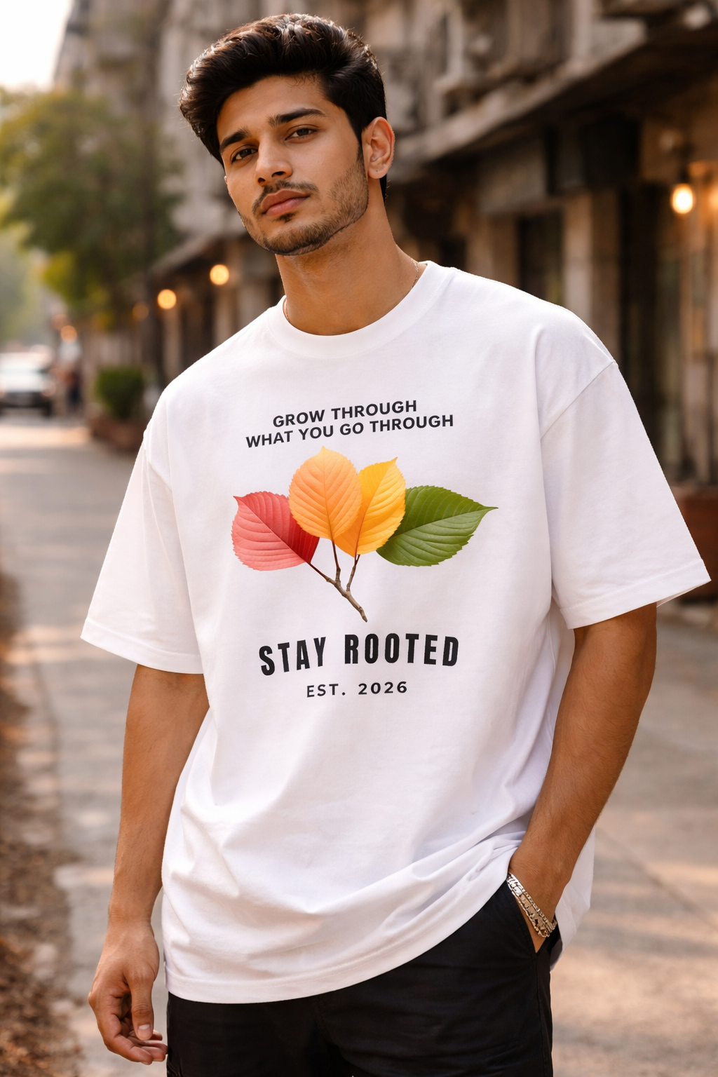 Stay Rooted - Unisex Oversized White T-Shirt