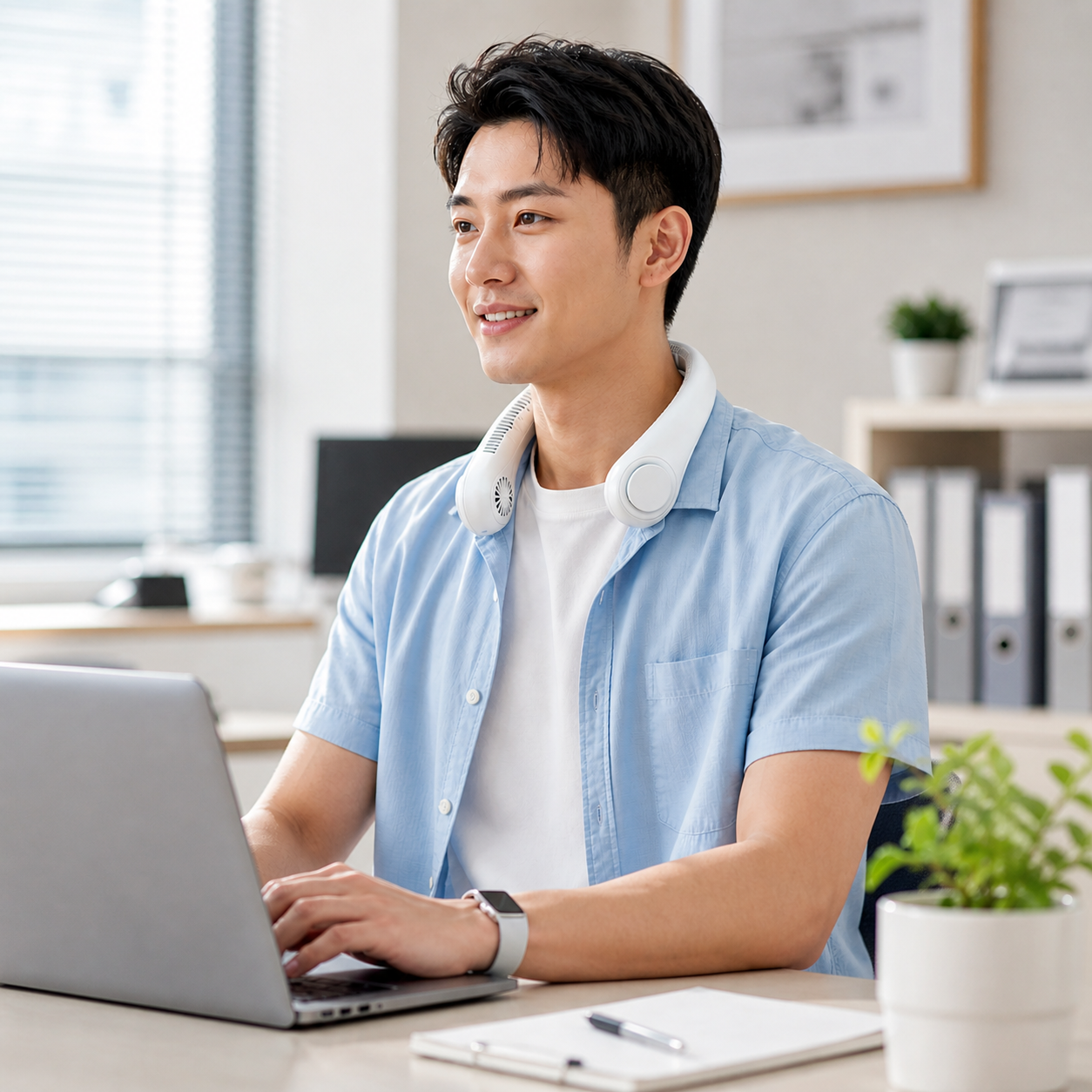 Portable Neck Fan No Blade | 360° Personal Air Cooler USB-C Rechargeable