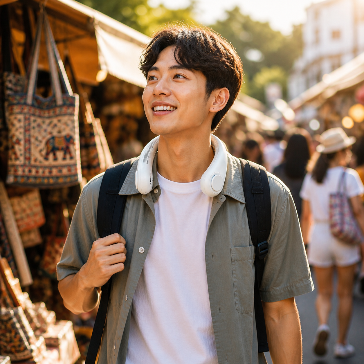 Portable Neck Fan No Blade | 360° Personal Air Cooler USB-C Rechargeable