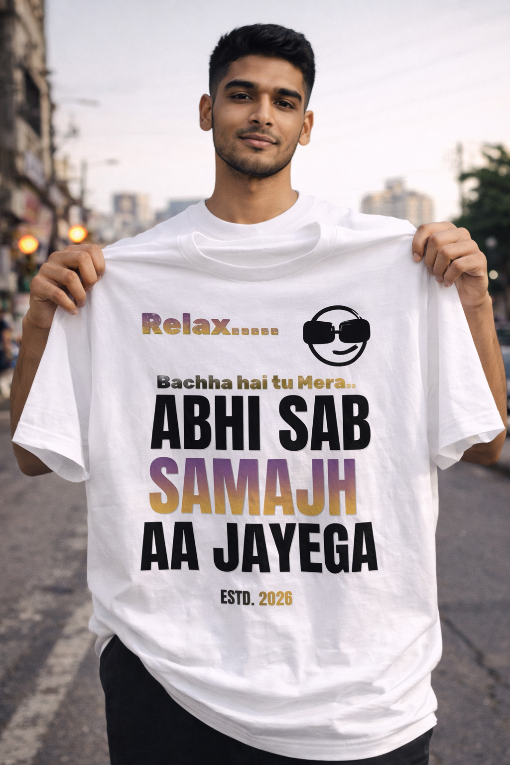 Relax… Abhi Sab Samajh Aa Jayega Oversized T-Shirt – 240 GSM Premium Streetwear | Own My Wear